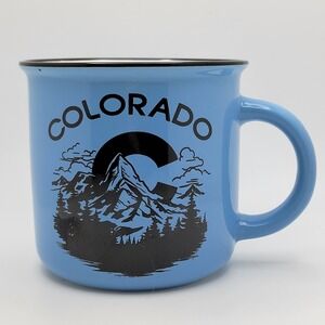 Colorado Stoneware Campfire Coffee Mug Blue Mountain Graphic Camping Style